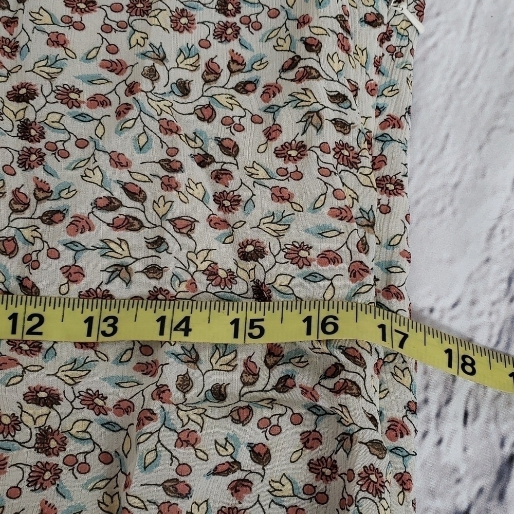 J Jill Shift Dress 3/4 Sleeves V Neck Small Petite see measures Tan Floral EUC - Picture 11 of 16